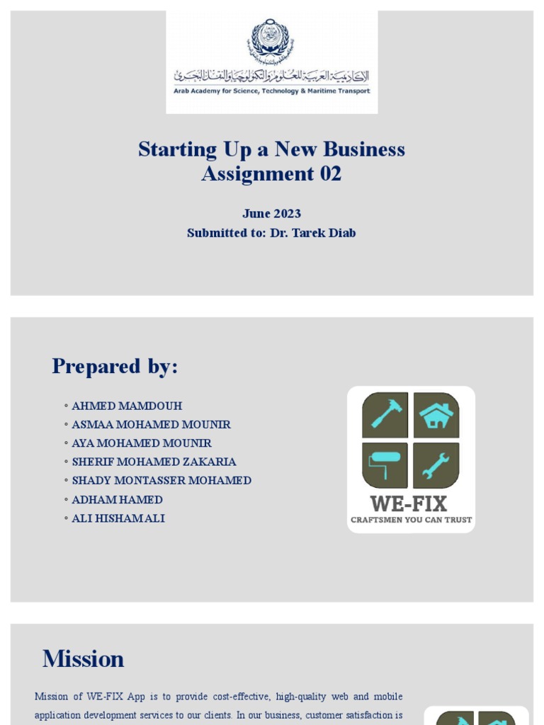 Starting Up A New Business - Assignment 02 - G 4 - FINAL | PDF ...