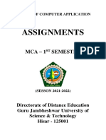 MCA 2 Years 1st Sem Assignments (2021-22)