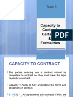 Topic 3 - Capacity To Contract Certainty Formalities