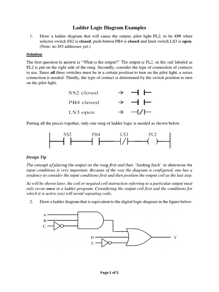 Ladder Logic Diagram Examples - 3 | PDF | Programmable Logic Controller ...
