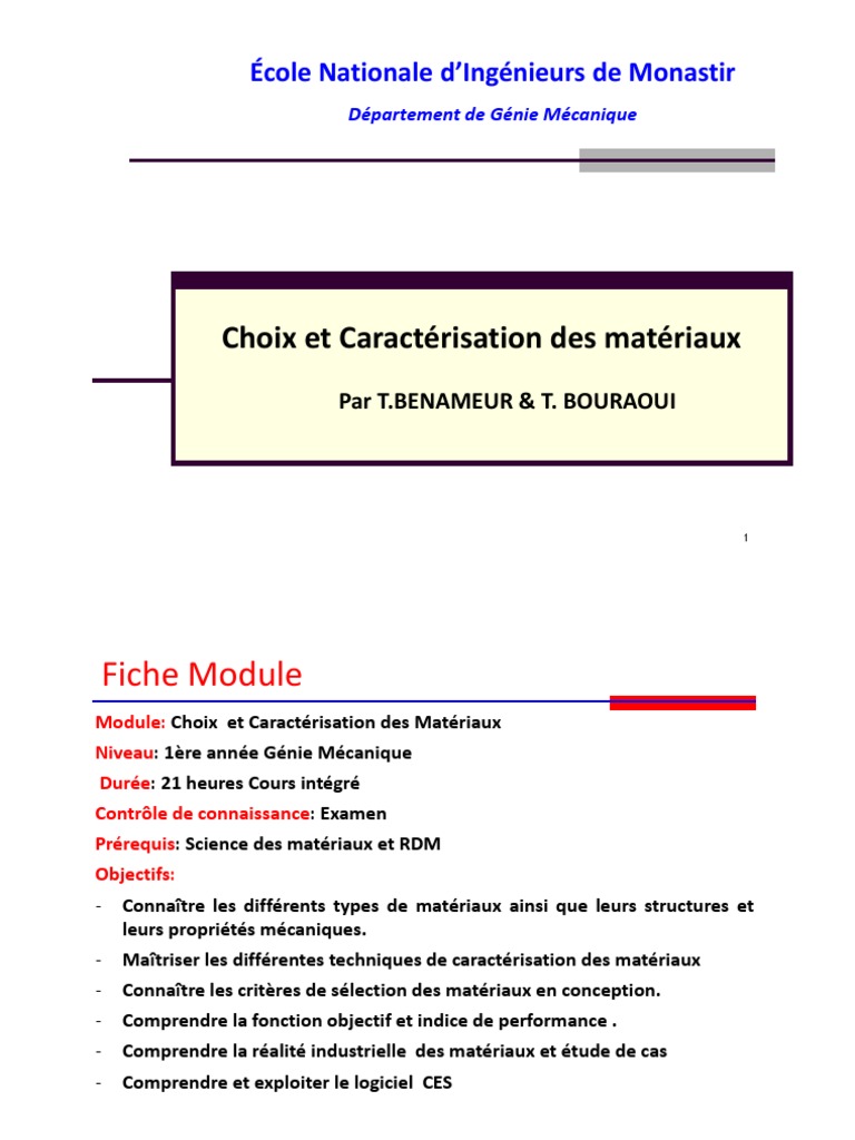 Caractérisation et choix des matériaux | PDF | Science des matériaux ...