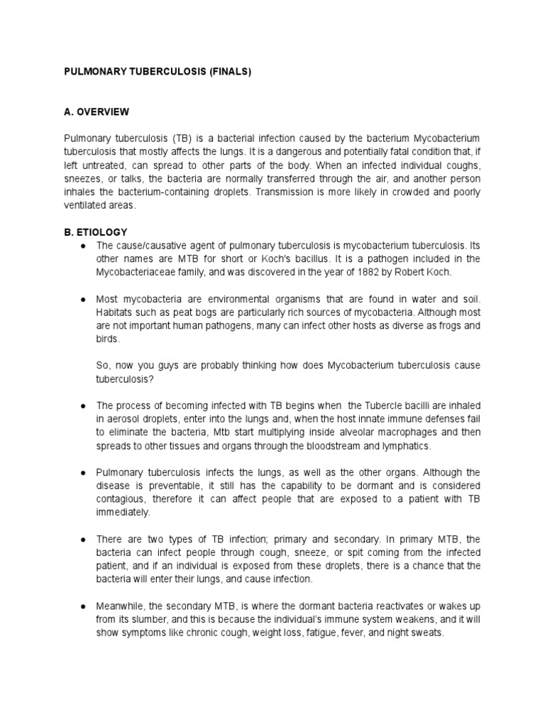 Pulmonary Tuberculosis Pdf Tuberculosis Infection