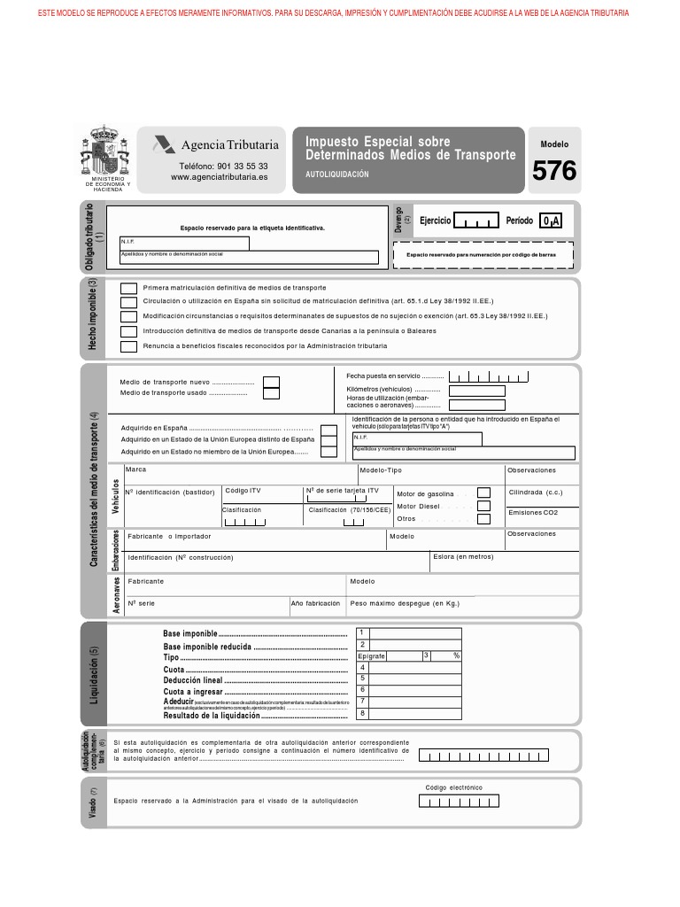 Modelo 576: Impuesto Medios de Transporte | PDF | Transporte