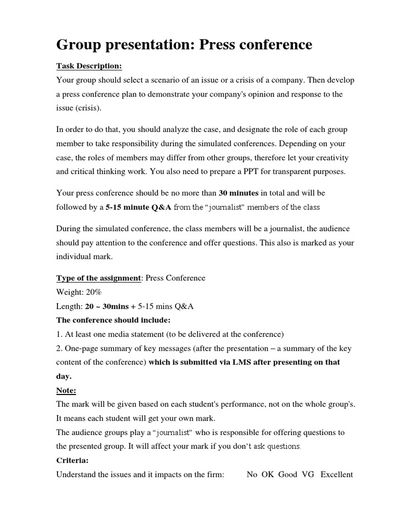Press Conference Plan Guidelines | PDF