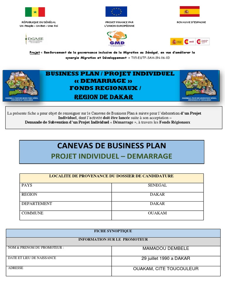 Business Plan Projet de Demarrage Individuel | PDF | Média ...