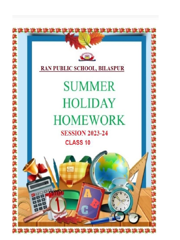 class 10 holiday homework 2023 24