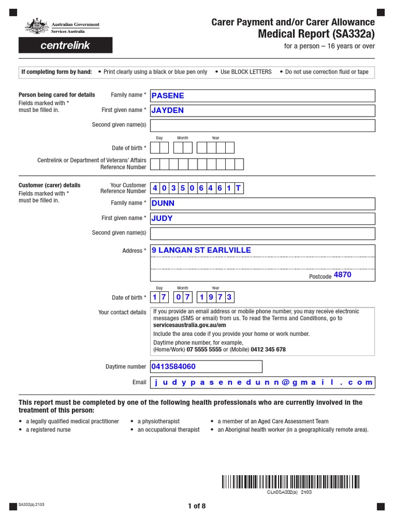 carer-payment-and-or-carer-allowance-medical-report-sa332a-for-a