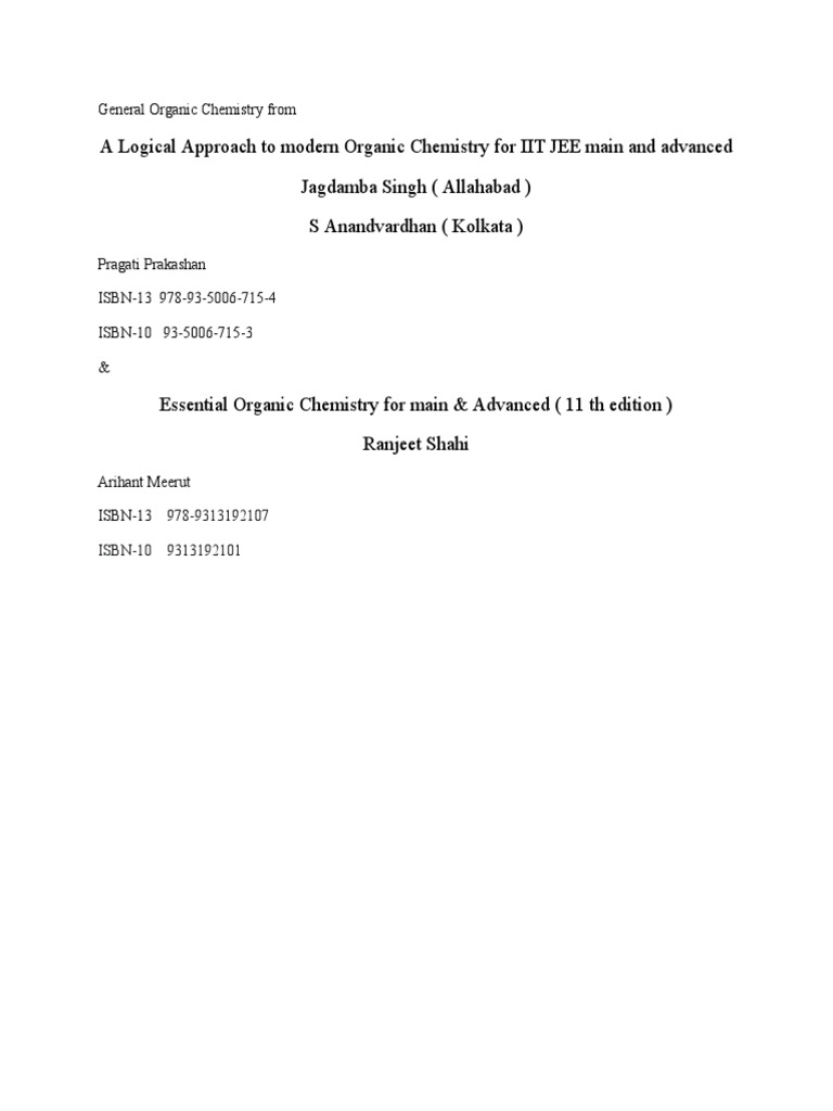 Advanced Organic Chemistry for IIT JEE | PDF | Technology & Engineering