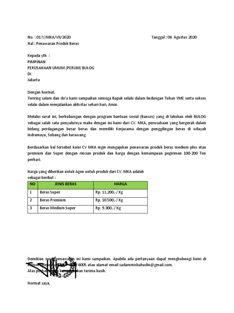 Penawaran Beras Bulog | PDF | Kesehatan Holistik