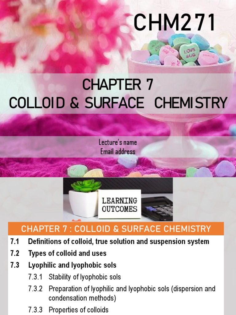 Colloid and Surface Chemistry Overview | PDF | Adsorption | Colloid