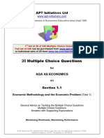 APTs 1st Set of 20 of 240 Printable MCQs For AQA As Econ Sect 1