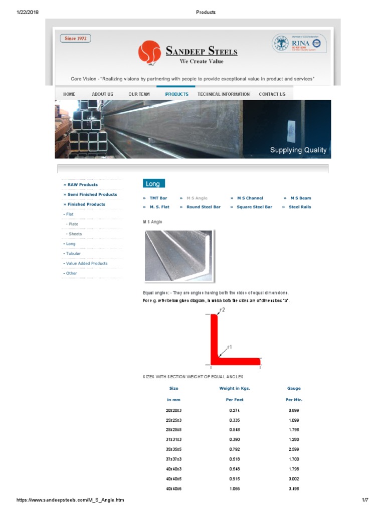 Angle Weight Chart  PDF  Steel