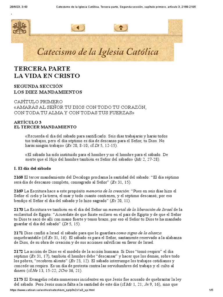 04. Catecismo de la Iglesia Católica, Tercera parte, Segunda sección ...