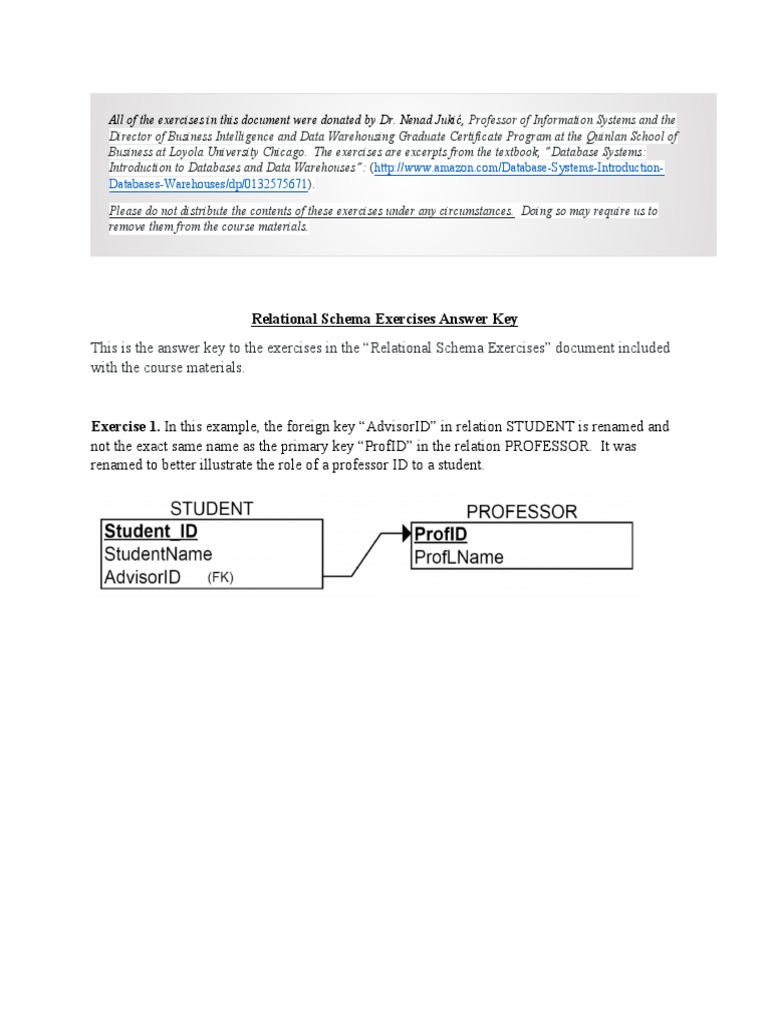 Relational Schema Exercises Answer Key | Download Free PDF | Relational ...