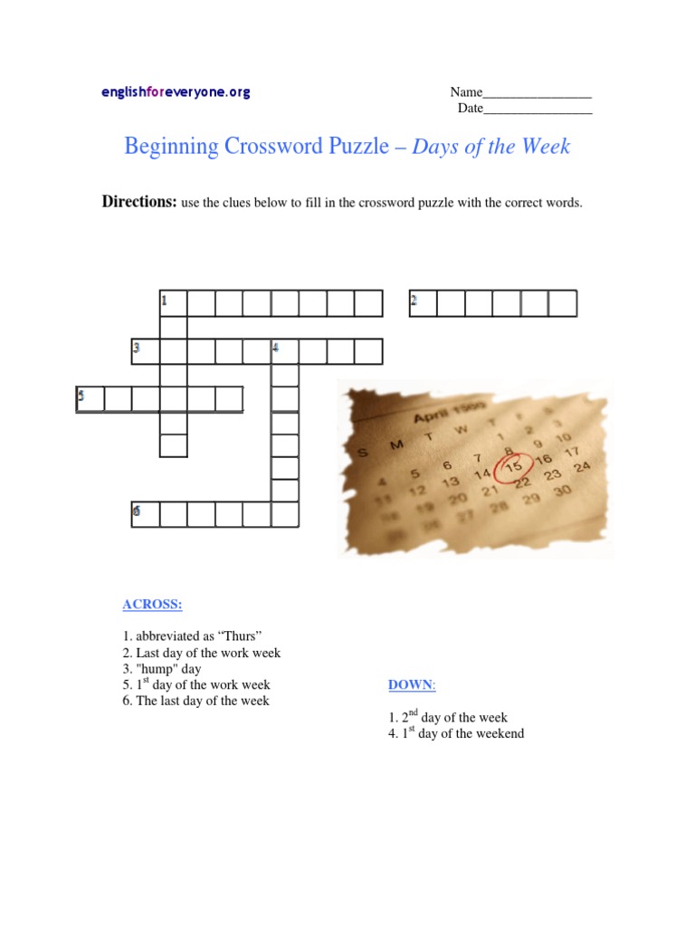 Crossword Puzzle PDF Crossword Puzzles