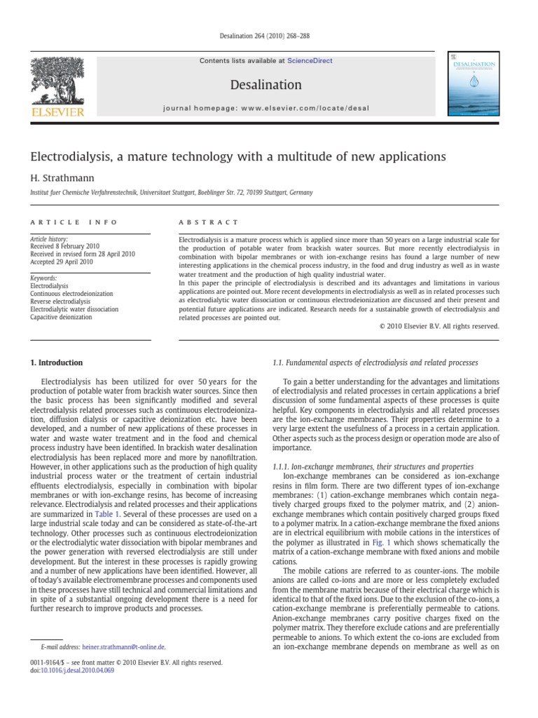 1 s2.0 S0011916410002985 Main | PDF | Ion Exchange | Membrane