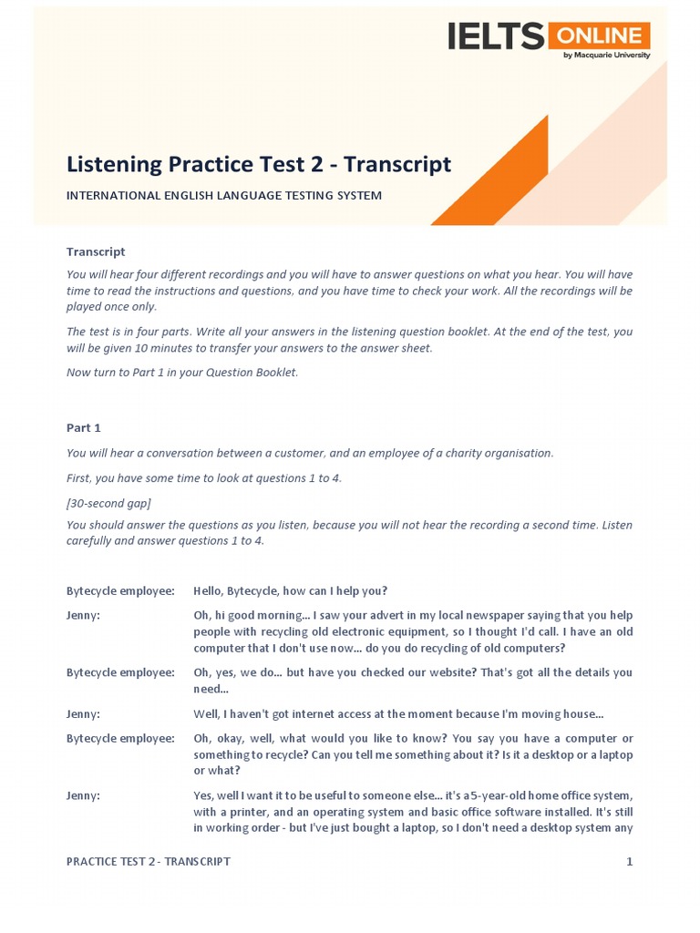 IELTS-Listening-Practice-Test-2-Transcript-Paper-based | PDF | Books