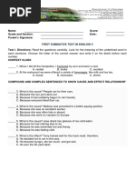 English 5-First Summative Test