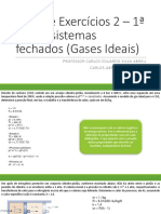 Lista de Exercícios 2 - 1 Lei SF (Gases Ideais)