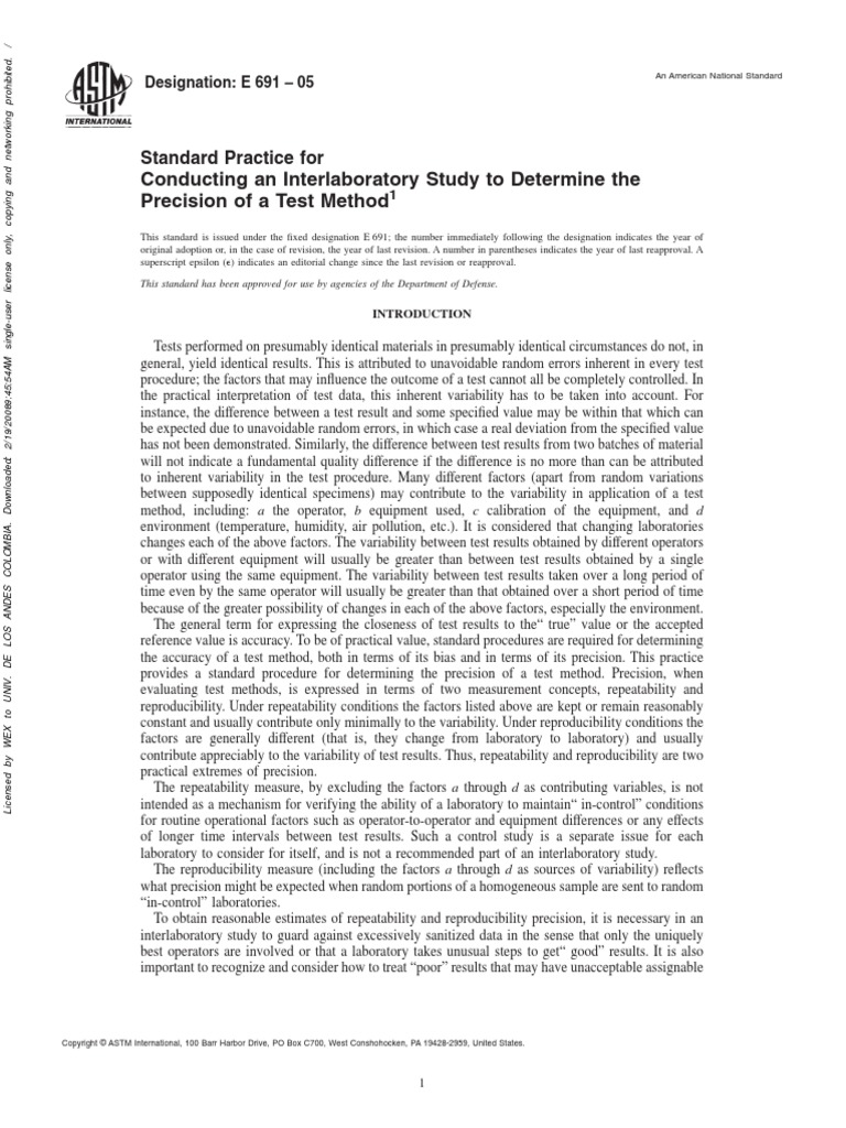 Interlaboratory Study Precision Standards | PDF | Accuracy And ...