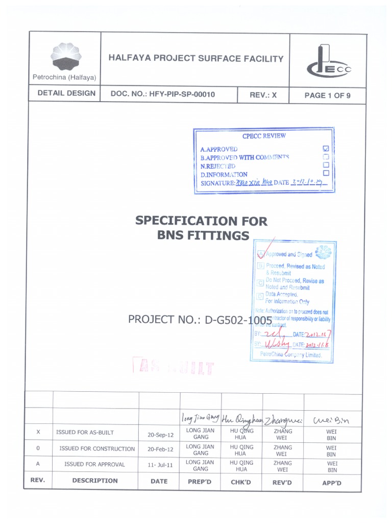 BNS Fittings Specification for Halfaya Project | PDF | Pipe (Fluid ...