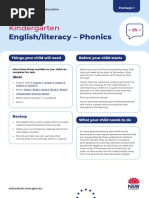 Kindergarten English Literacy Package 1