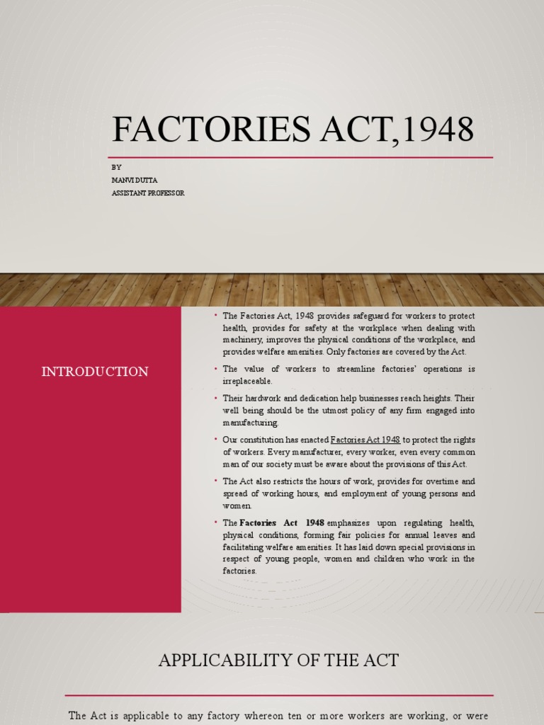 Factories Act J 1948 PDF Belt (Mechanical) Occupational Safety