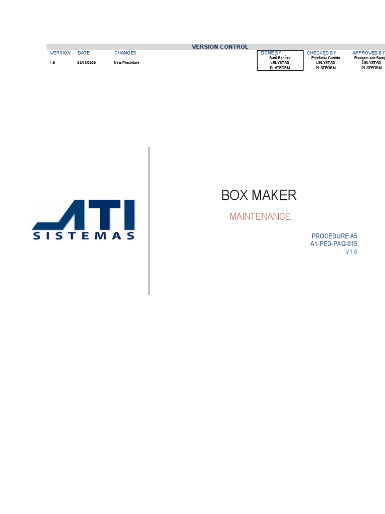 Box Maker Maintenance Procedure | PDF | Adhesive | Manufactured Goods