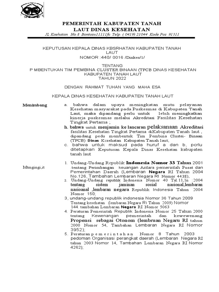 SK TPCB | PDF | Pengelolaan Keuangan & Uang