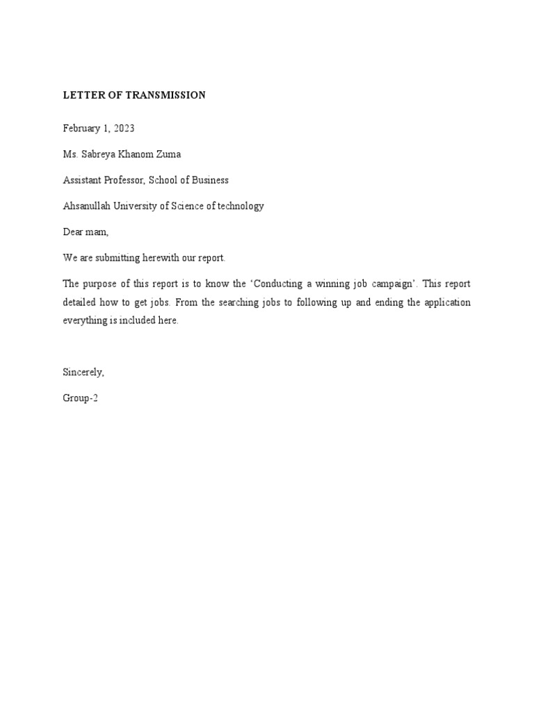 Letter of Transmission PDF