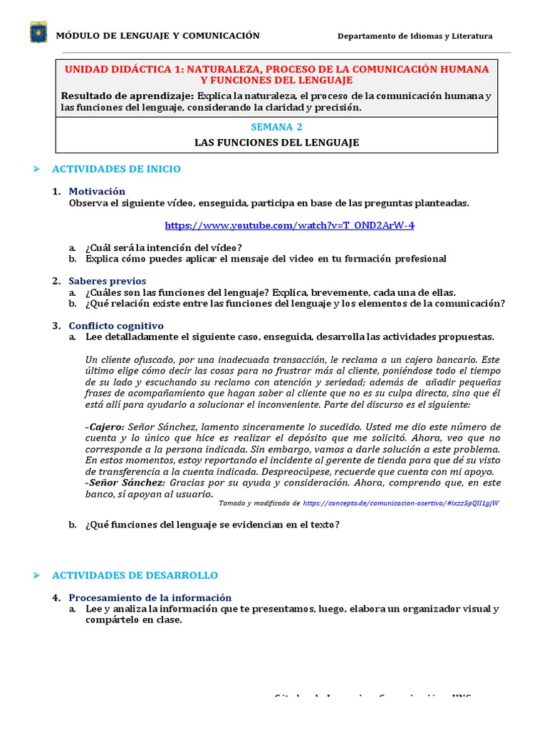 Funciones del Lenguaje en Comunicación | PDF | Comunicación | Ciencia ...