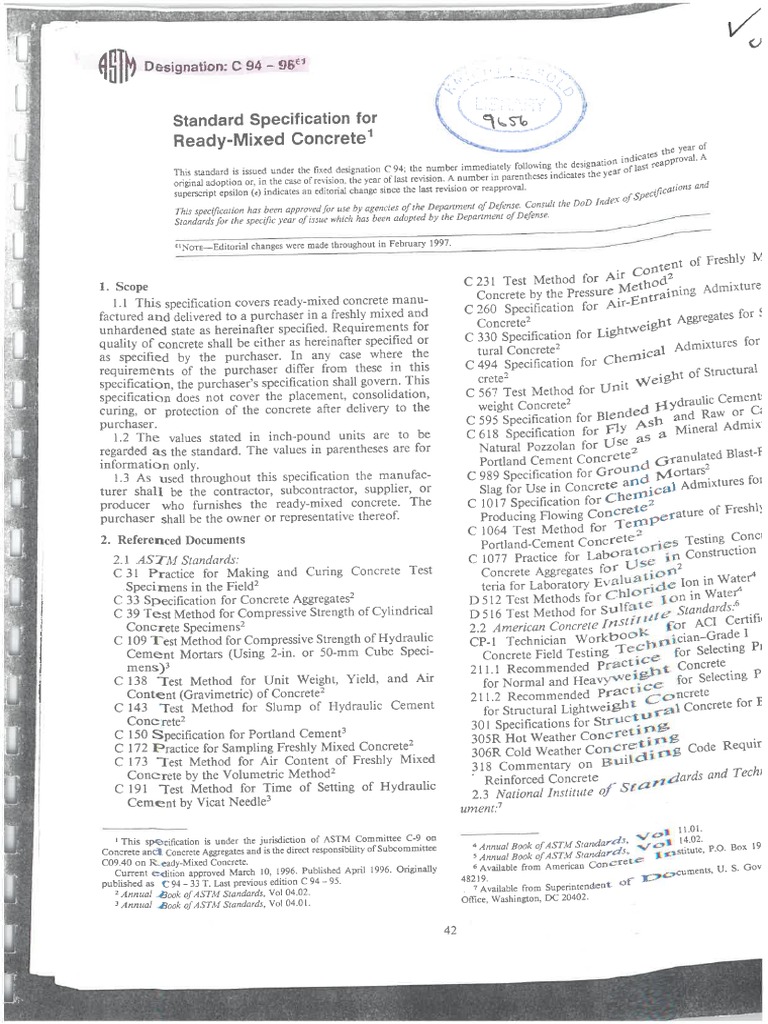 ASTM C9496 Ready Mix Concrete PDF