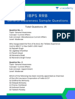 IBPS RRB General Awareness Sample Questions