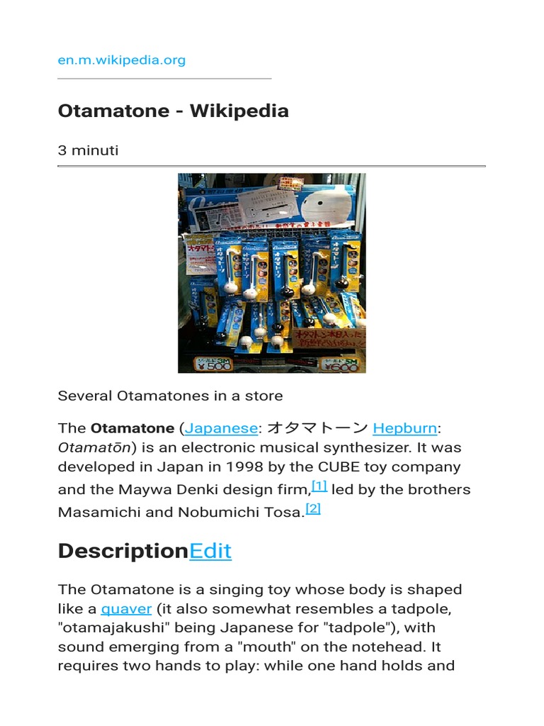 Otamatone - Wikipedia | PDF | Musical Instruments | Music Technology