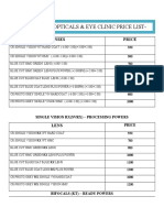 Sgo Price List