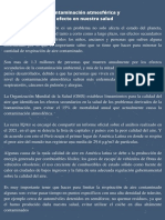 La Contaminación Atmosférica y Su Efecto en Nuestra Salud