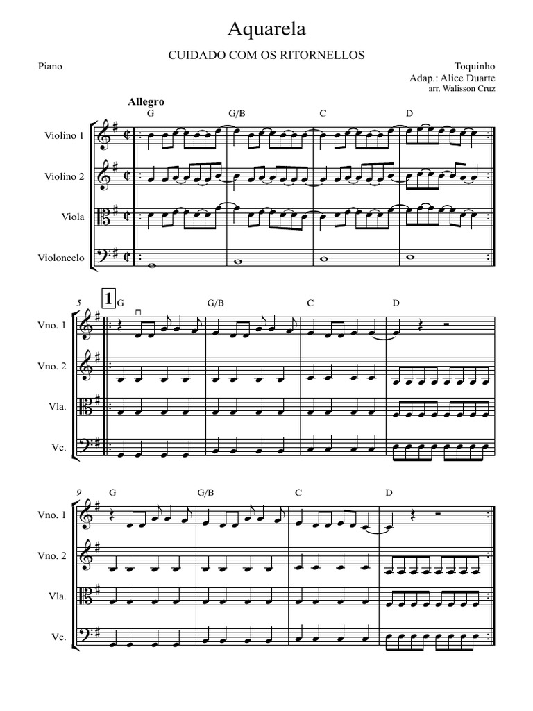 Aquarela Toquinho Partituras E Partes Pdf