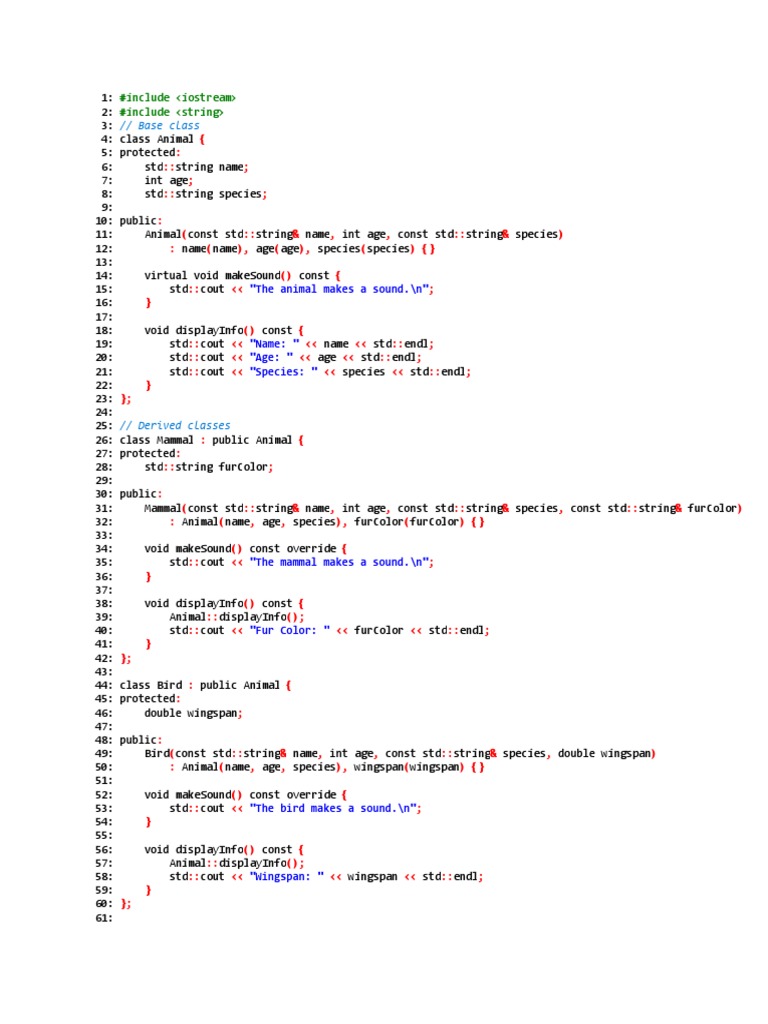 Animal Hierarchy | PDF | Object Oriented Programming | Programming ...
