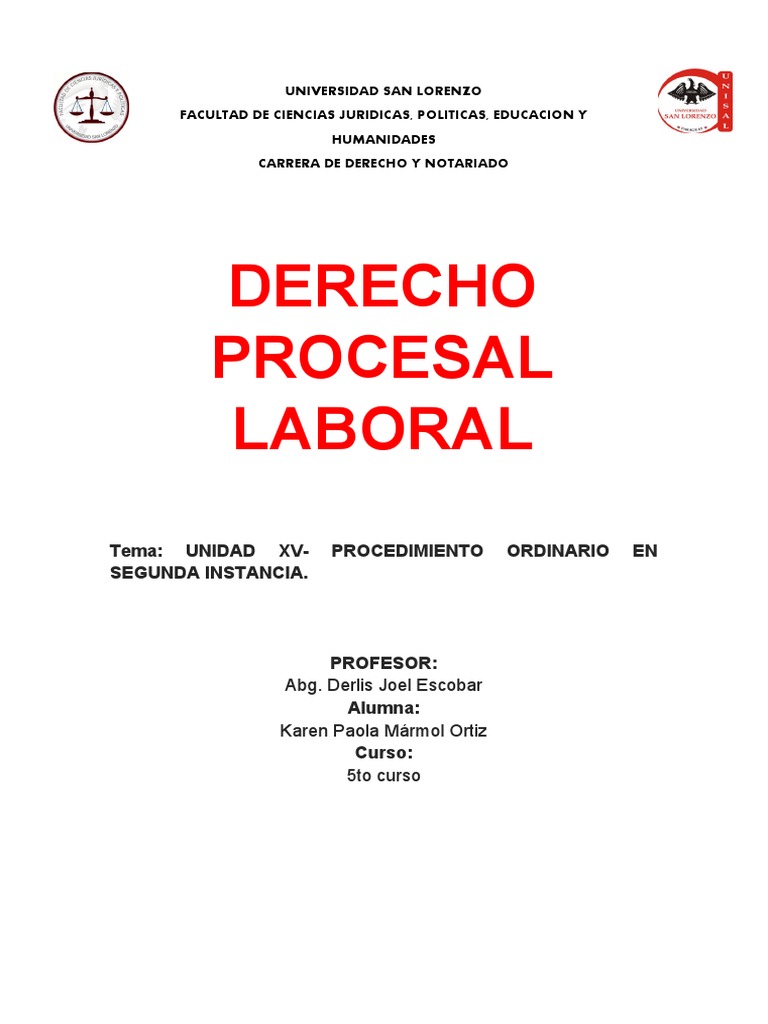 TRABAJO DE DERECHO Laboral | PDF | Apelación | Sentencia (ley)