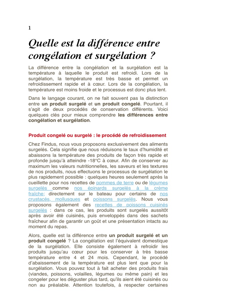 Quelle Est La Différence Entre Congélation