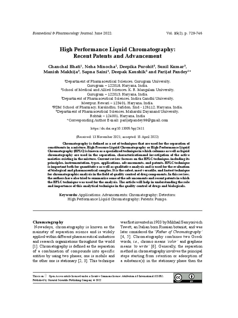 High Performance Liquid Chromatography | PDF | Chromatography | High ...