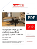 La Experimentación Humana Con Plutonio en España. Génesis y Desarrollo Del Proyecto Indalo (1966-2009)