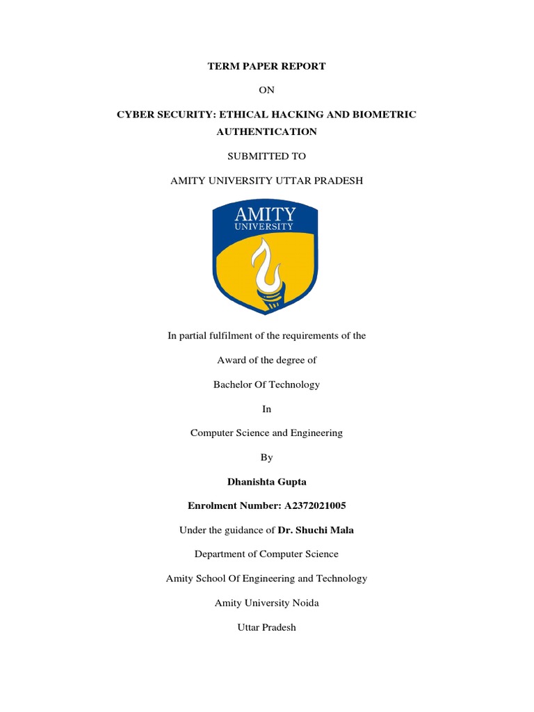 Cybersecurity: Ethical Hacking & Biometrics | PDF | Computer Security ...