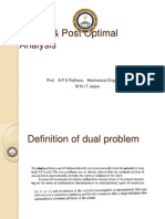 Duality &amp Post Optimal Analysis