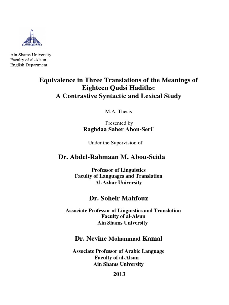 Equivalence in Three Translations of The | PDF | Translations | Theory