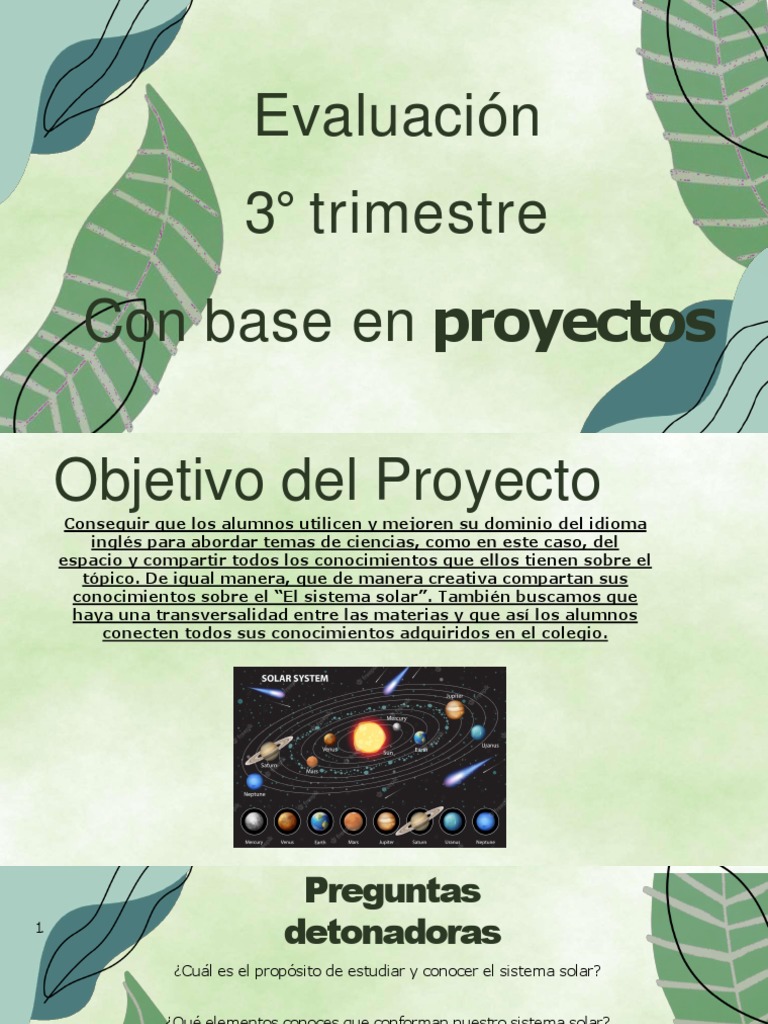 Proyecto Solar para Quinto Grado | PDF | Sistema solar | Science
