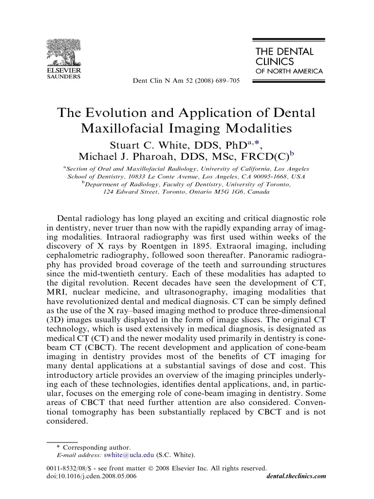 The Evolution and Application of Dental Maxillofacial Imaging