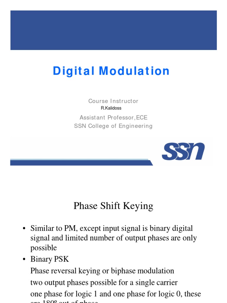 Digital Modulation: Course Instructor | PDF