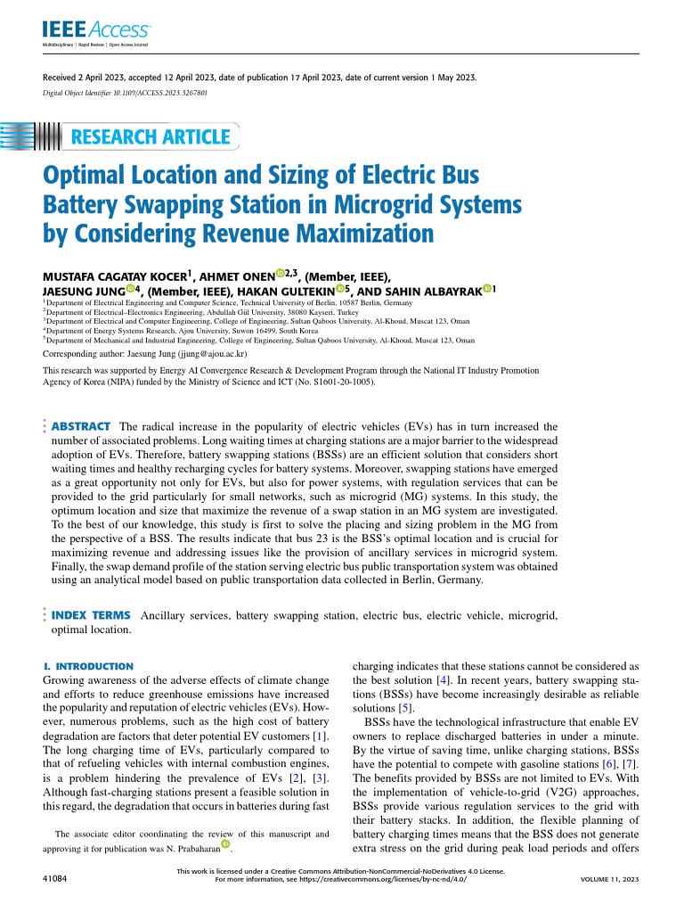 Optimal Electric Bus Battery Swapping Station | PDF | Electric Vehicle ...