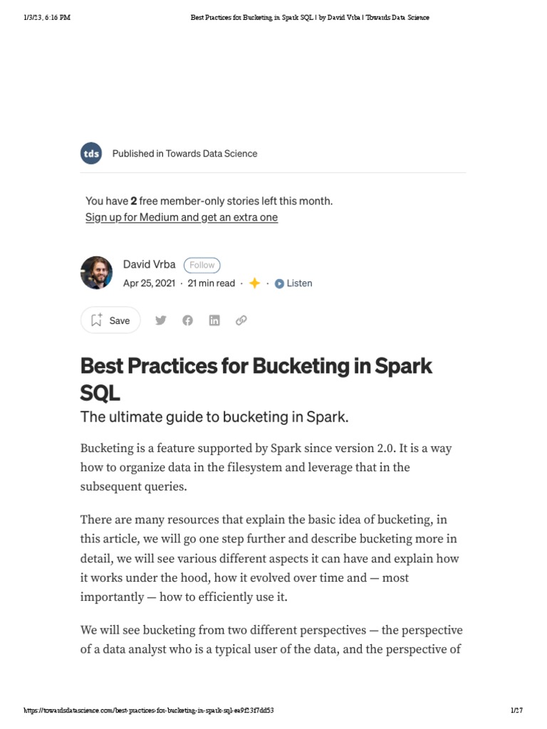 Best Practices For Bucketing in Spark SQL - by David Vrba - Towards ...